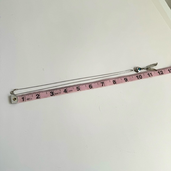 Native American Turquoise Necklace Running Bear Paw Claw Feather Sterling Silver - Picture 8 of 10